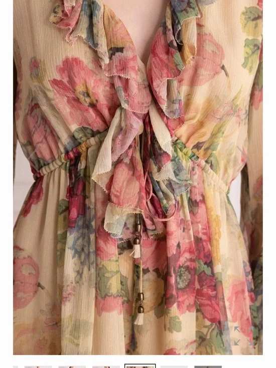 Zimmermann style O.P.T. Floral Ruffle Tie-Front Dress - Multicolor - Picture 16 of 16